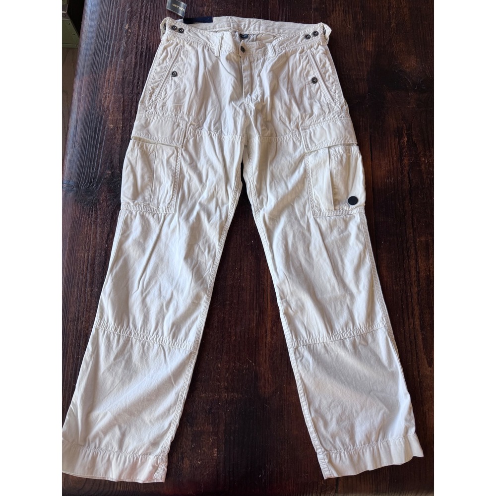 Polo Ralph Lauren Mens Cargo Pants White Autumn Poplin Cotton 34x32 NWT Gorpcore